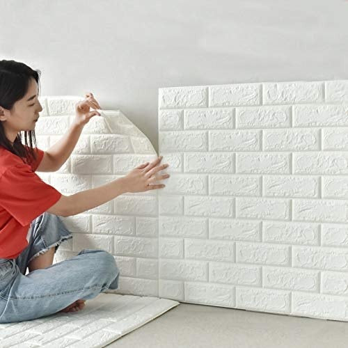 (1piece )3d Wall Stickers Faux Brick White Brick