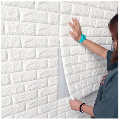 (1piece )3d Wall Stickers Faux Brick White Brick