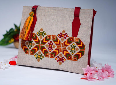 Women's Jute Embroidered Shoulder Bag