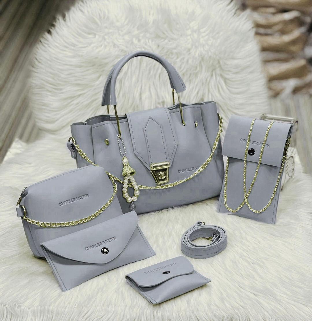 Stylish Faux Leather Hand Bag Set for Girls - 5 Pcs Collection