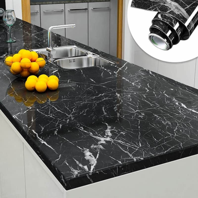 Self-adhesive Kitchen Black Marble Sheet