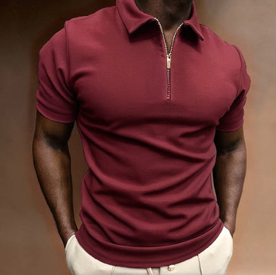 Men Polo Zipper Turn down collar polo