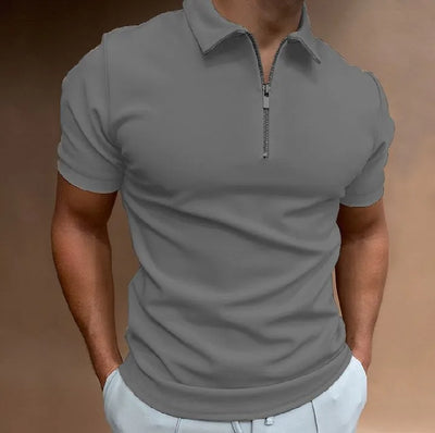 Men Polo Zipper Turn down collar polo