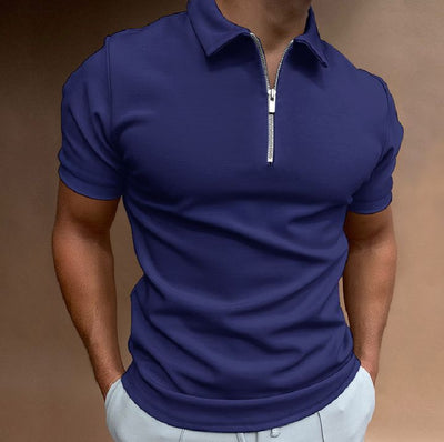 Men Polo Zipper Turn down collar polo