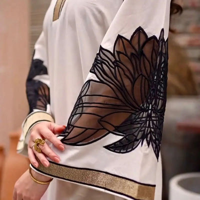 Almond Emb Shirt With Almond Emb Plazo ( White Colour)